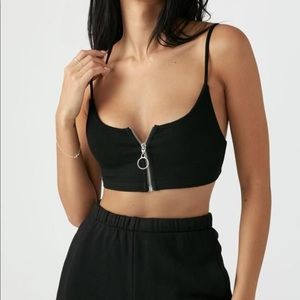 Joah Brown Zip Crop Tank